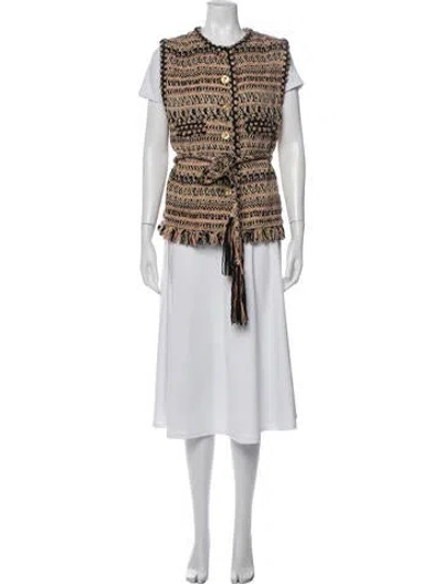 Pre-owned Chanel 2018 Tweed Pattern Vest In Brown