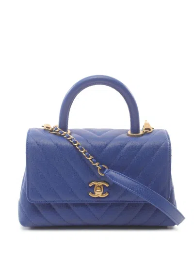 Pre-owned Chanel 2018 V-stitch Flap Handbag In ブルー