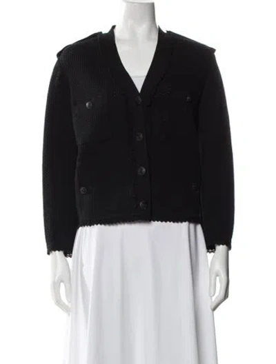 Pre-owned Chanel 2018 V-neck Sweater In Black