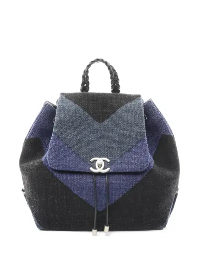 Pre-owned Chanel 2018 V-stitch Backpack In Gray