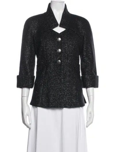 Pre-owned Chanel 2018 Wool Blazer In Blue/metallic/silver