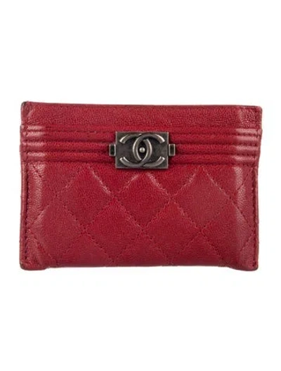 Pre-owned Chanel 2018-2019 Boy Card Holder In Red