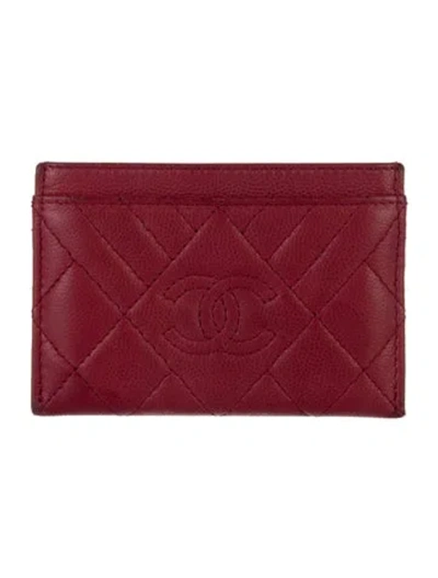 Pre-owned Chanel 2018-2019 Interlocking Cc Logo Card Holder In Red