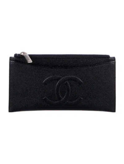 Pre-owned Chanel 2018-2019 Interlocking Cc Logo Wallet In Black