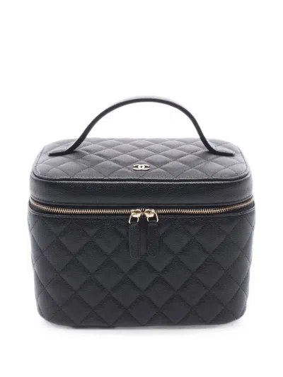 Chanel 2018-2019 Matelassé Caviar-skin Handbag In Black