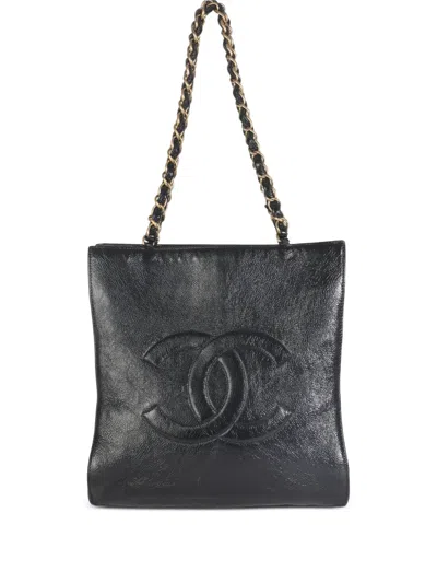 Pre-owned Chanel 2018-2019 Medium Boy Bag Logo-detail Tote Bag In Black