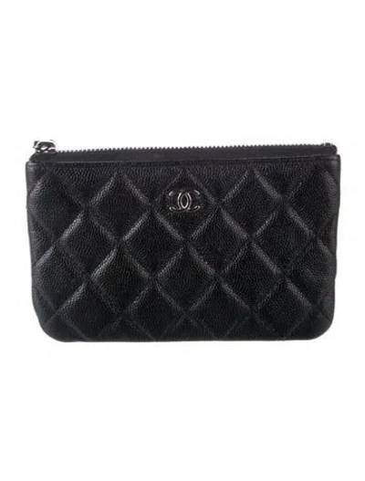Pre-owned Chanel 2018-2019 Mini O-case Wallet In Black
