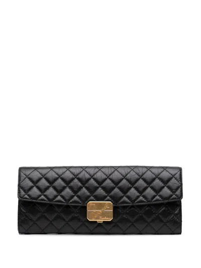 Pre-owned Chanel 2018-2019 Paris Hamburg Quilted Aged Calfskin Clutch Bag In Black