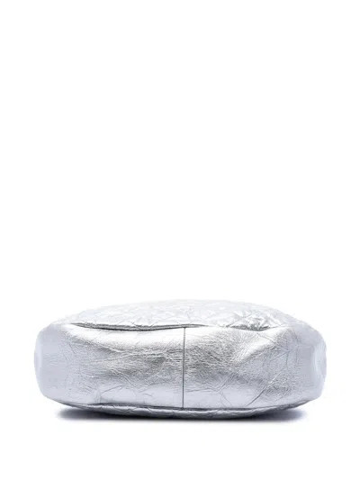 Pre-owned Chanel 2018-2019 Quilted Crumpled Metallic Calfskin 31 Shopping Tote Satchel In Silver