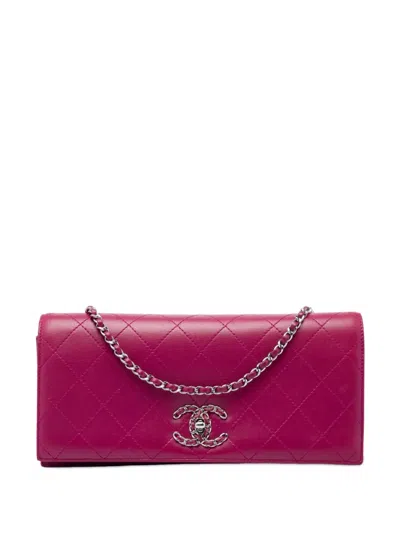 Pre-owned Chanel 2018-2019 Quilted Lambskin 19 Clutch On Chain Crossbody Bag In Pink