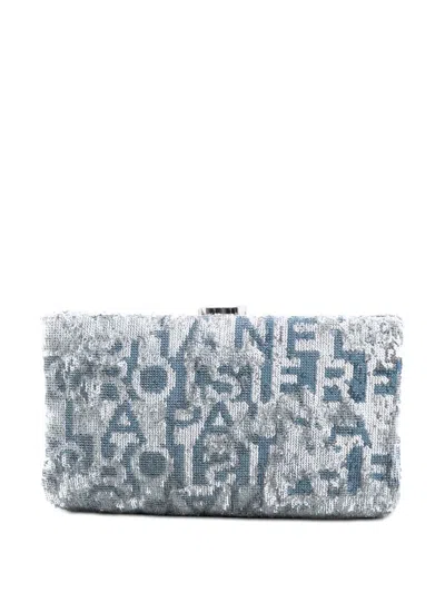 Pre-owned Chanel 2018-2019 Satin Sequin Embroidered La Pausa Evening Clutch Bag In Blue