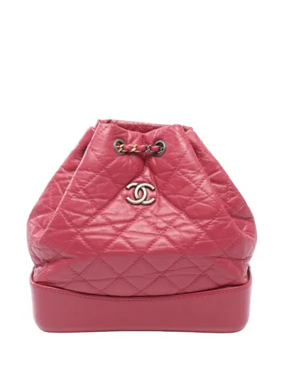 Pre-owned Chanel 2018-2019 Small Aged Calfskin Gabrielle Backpack In Pink