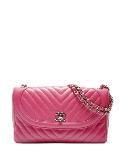 Pre-owned Chanel 2018-2019 V Quilted Shoulder Bag In Pink