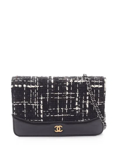 Pre-owned Chanel 2018-2019 Wallet On Chain Satchel In Black