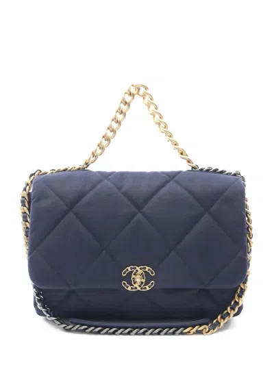 Pre-owned Chanel 2019 19 Maxi Shoulder Bag In Blue