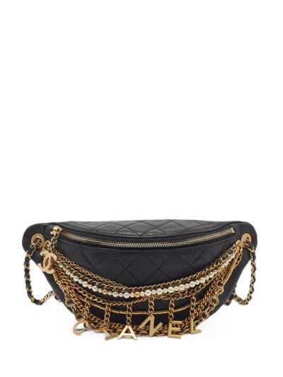 Pre-owned Chanel 2019 All About Chains Belt Bag In Black
