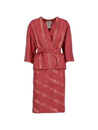 Pre-owned Chanel 2019 Bouclé Suit (set Of Two) In Pink