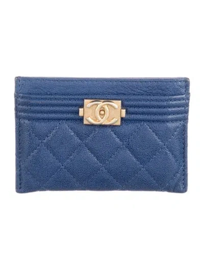 Pre-owned Chanel 2019 Boy Card Holder Card Holder In Blue