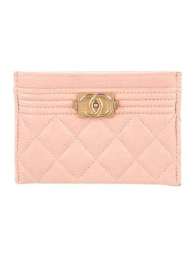 Pre-owned Chanel 2019 Boy Card Holder Card Holder In Pink