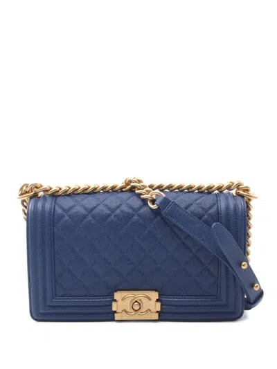 Pre-owned Chanel 2019 Boy  Shoulder Bag In Blue