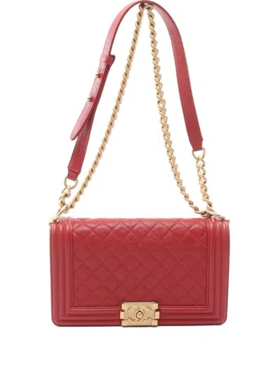 Pre-owned Chanel 2019 Boy Leather Bag In Red