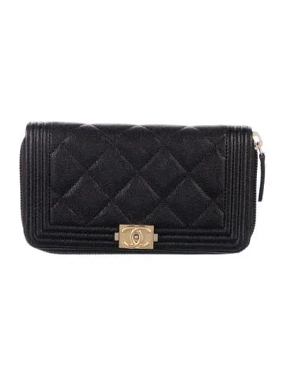 Pre-owned Chanel 2019 Boy Wallet In Black