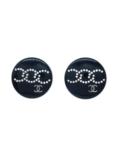 Pre-owned Chanel 2019 Button Piercingl Earrings In Black