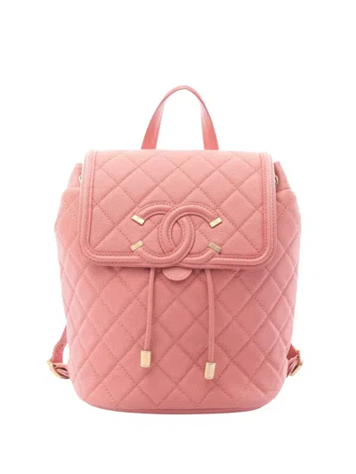 Pre-owned Chanel 2019 Caviar Cc Filigree Backpack In Pink
