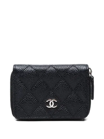 Pre-owned Chanel 2019 Caviar Leather Cc Wallet In Black