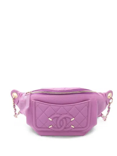 Pre-owned Chanel 2019 Cc Filigree Belt Bag In Purple