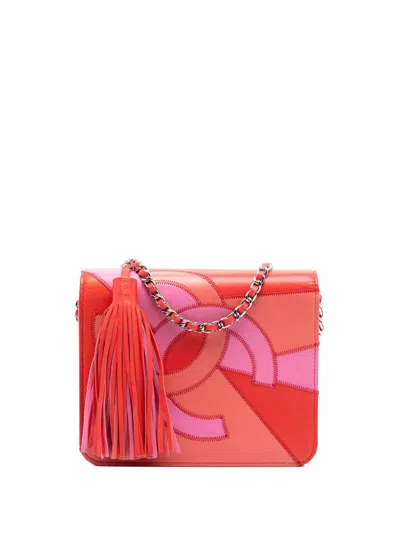 Pre-owned Chanel 2019 Cc Lambskin Patchwork Wallet On Chain Crossbody Bag In Pink