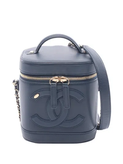 Pre-owned Chanel 2019 Cc Lambskin Vanity Case Satchel In Blue