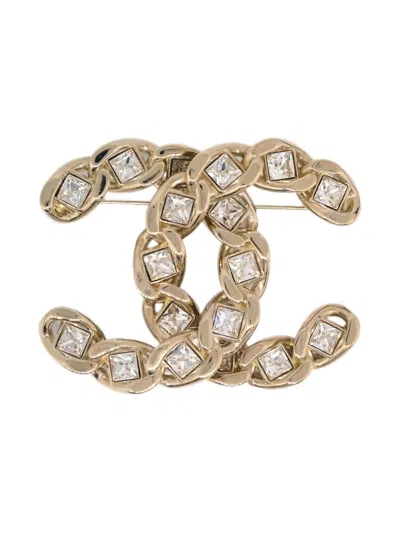 Pre-owned Chanel 2019 Cc-logo Brooch In Gold