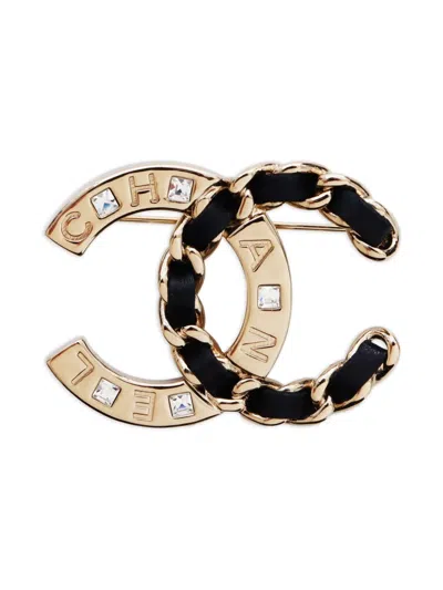 Pre-owned Chanel 2019 Cc Logo Chain Brooch In Gold