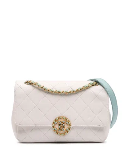 Pre-owned Chanel 2019 Cc Quilted Calfskin Single Flap Shoulder Bag In Blue