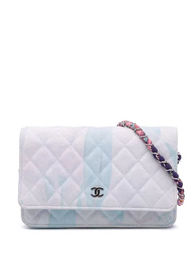 Pre-owned Chanel 2019 Cc Quilted Canvas Jungle Jeans Wallet On Chain Crossbody Bag