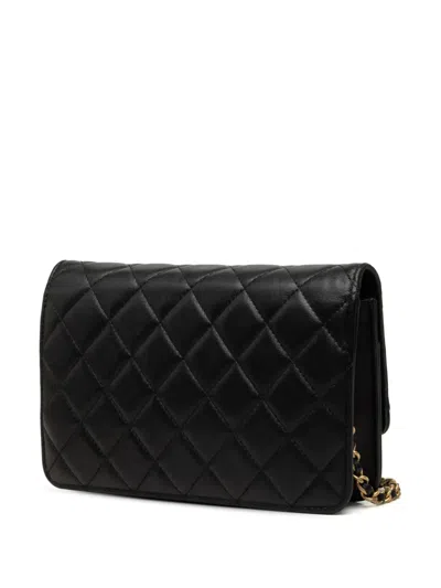 Pre-owned Chanel 2019 Cc Quilted Lambskin Chic Wallet On Chain Crossbody Bag In Black