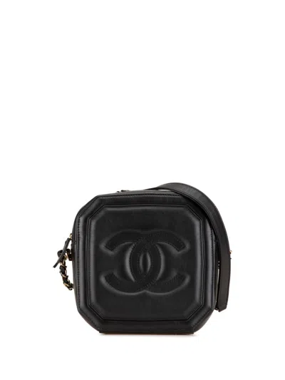 Pre-owned Chanel 2019 Cc Quilted Lambskin Octagon Camera Case Crossbody Bag In Black