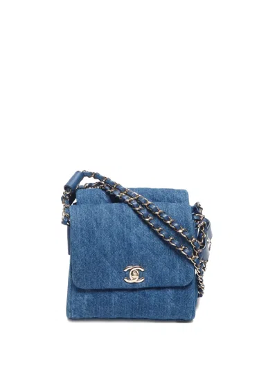 Pre-owned Chanel 2019 Chain Denim Shoulder Bag In Blue