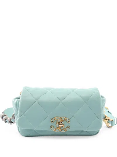 Pre-owned Chanel 2019  19 Quilted Belt Bag In Blue