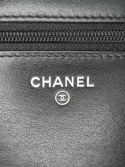 Pre-owned Chanel 2019 Chevron Aged Calfskin Gabrielle Wallet On Chain Crossbody Bag In Black