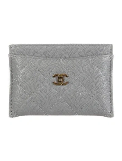 Pre-owned Chanel 2019 Classic Card Holder Card Holder In Grey