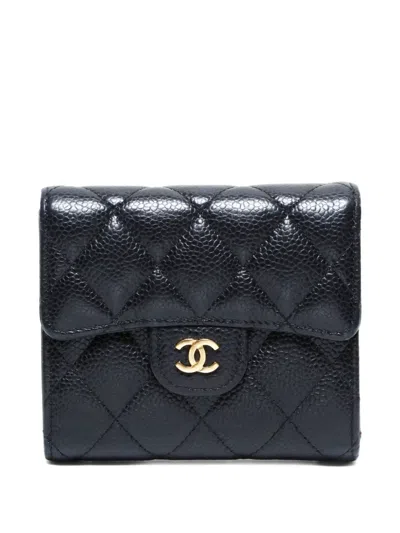 Pre-owned Chanel 2019 Classic Matelassé Wallet In Black
