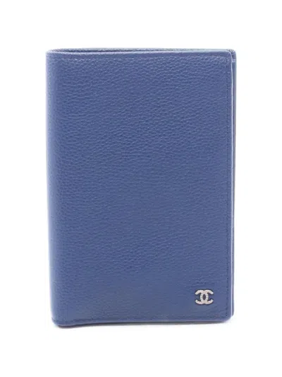 Pre-owned Chanel 2019 Coco Mark Bi-fold Wallet In Blue