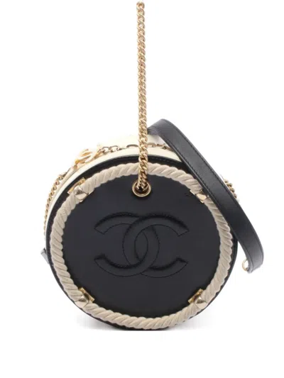 Pre-owned Chanel 2019 Coco Mark Matelasse Round Bag In Black