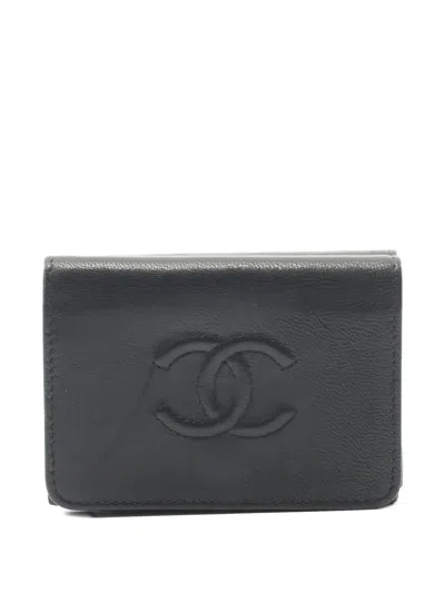 Pre-owned Chanel 2019 Coco Mark Trifold Wallet In Black