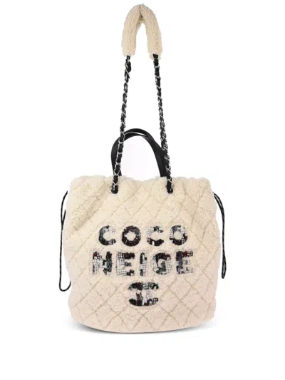 Pre-owned Chanel 2019 Coco Neige Tote Bag In White