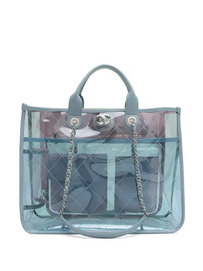Pre-owned Chanel 2019 Coco Splash Quilted Tote Bag In Blue