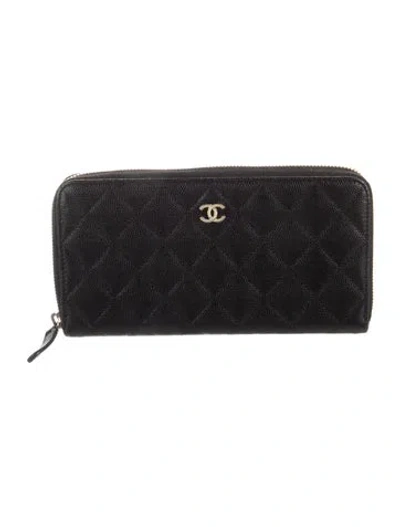 Pre-owned Chanel 2019 Continental Wallet In Black