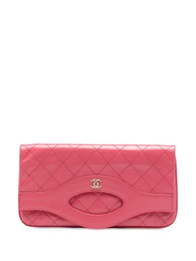 Pre-owned Chanel 2019 Crumpled Calfskin 31 Clutch Bag In Pink